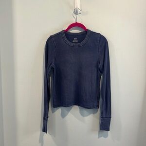 Aerie long sleeve baby tee in blue M